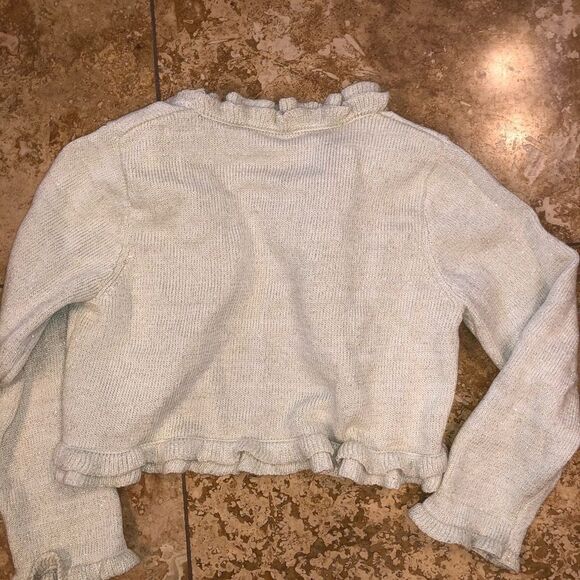 Crazy 8 Cream/ Gold Sparkle Ruffle Sweater Sz 3T - Picture 4 of 7